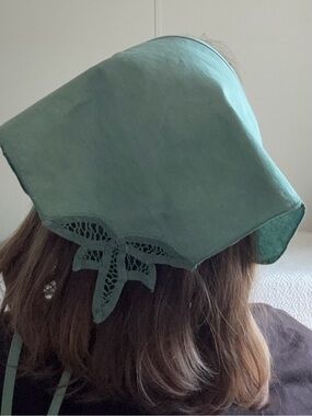 Hand Crafted Teal Green Cotton Headscarf